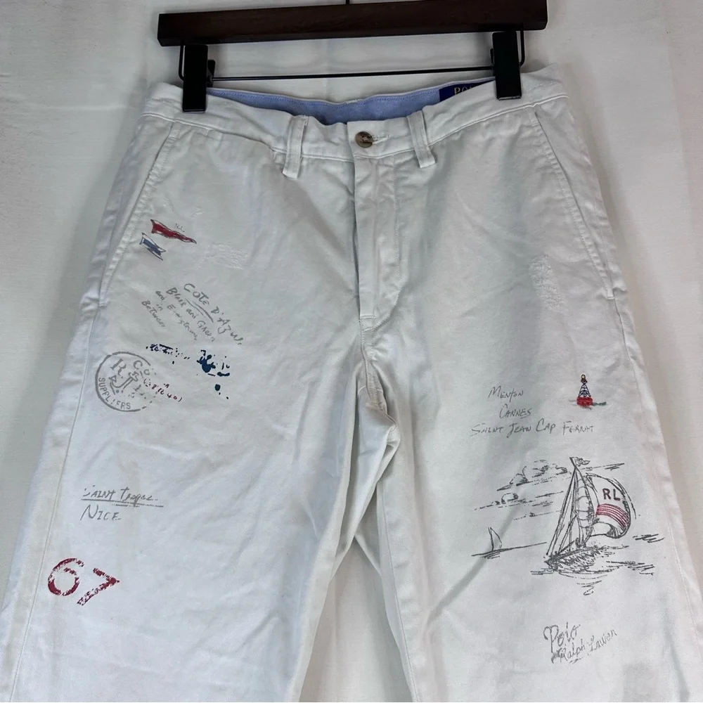 POLO RALPH LAUREN Men’s Size 30x30 Pant Khakis Straight Fit Graphic Art Design